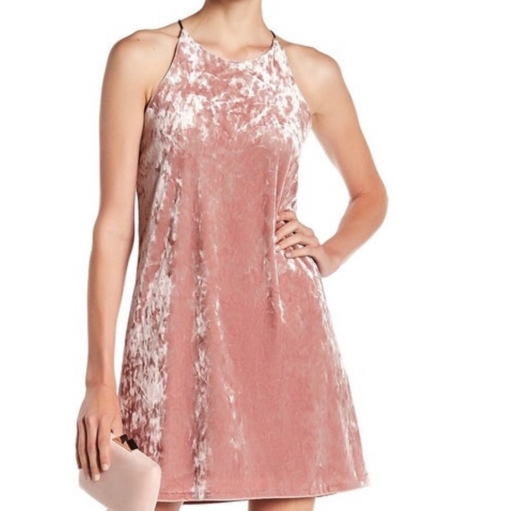 Pink velvet slip on dress